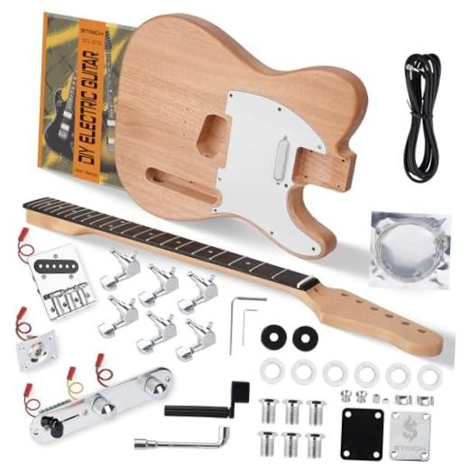 DIY Electric Guitar Kit, TL Style Mahogany Body & Maple Neck Guitar with SS STL