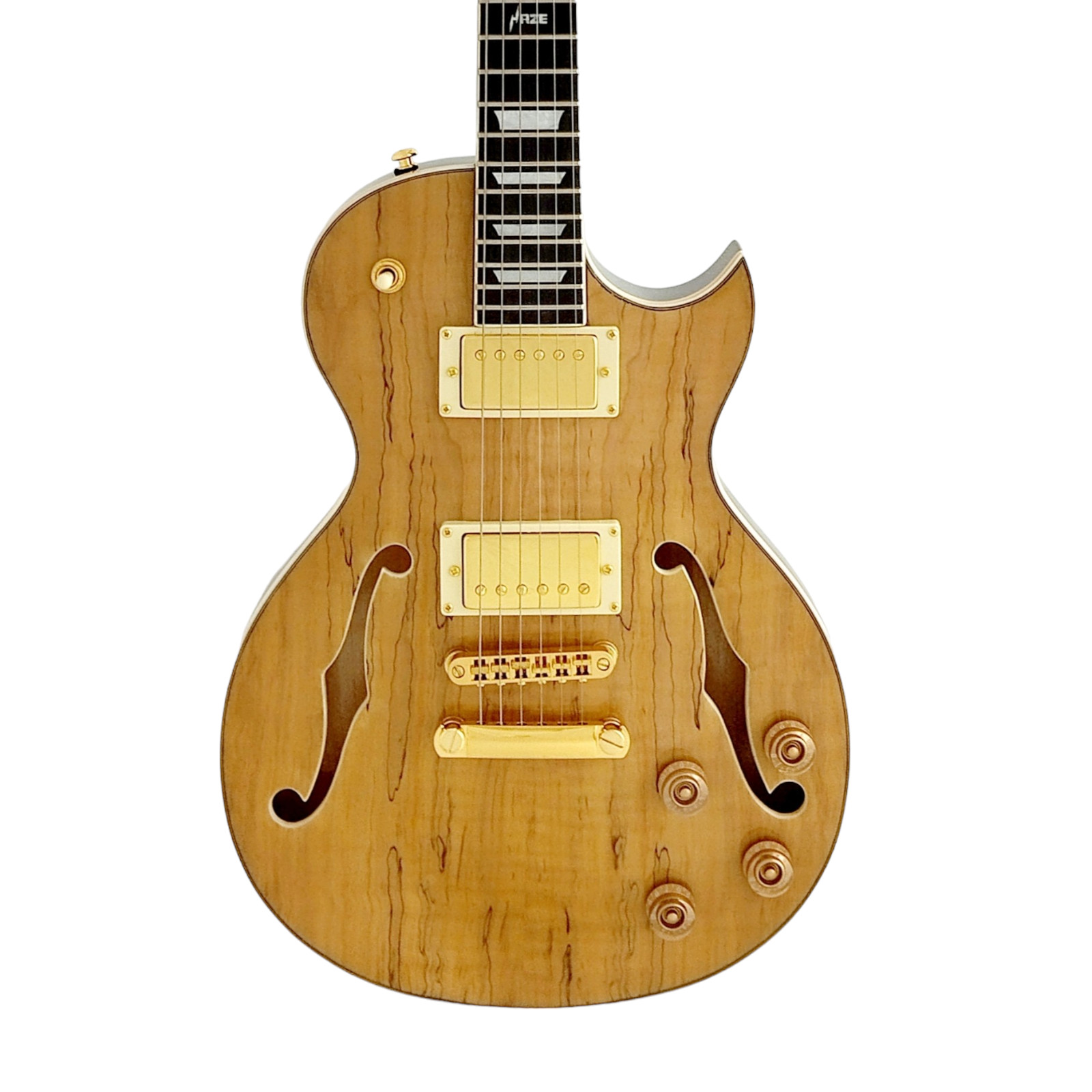 Haze E239GC Semi-Hollow Body Electric Guitar with Spalted Maple Veneer+ Free Bag