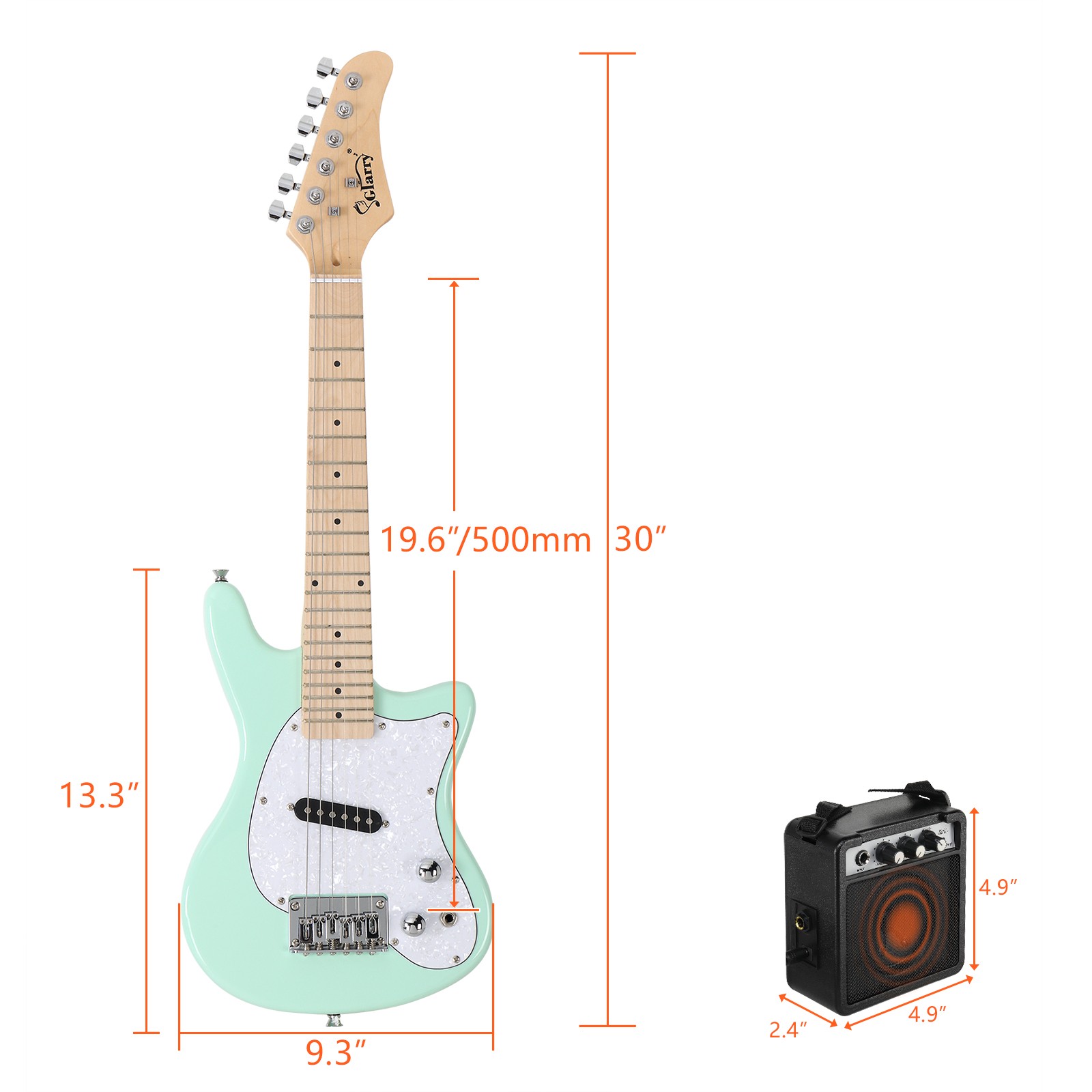 30in Maple Fingerboard Mini Electric Guitar Kit with 5W Amplifier Bag String
