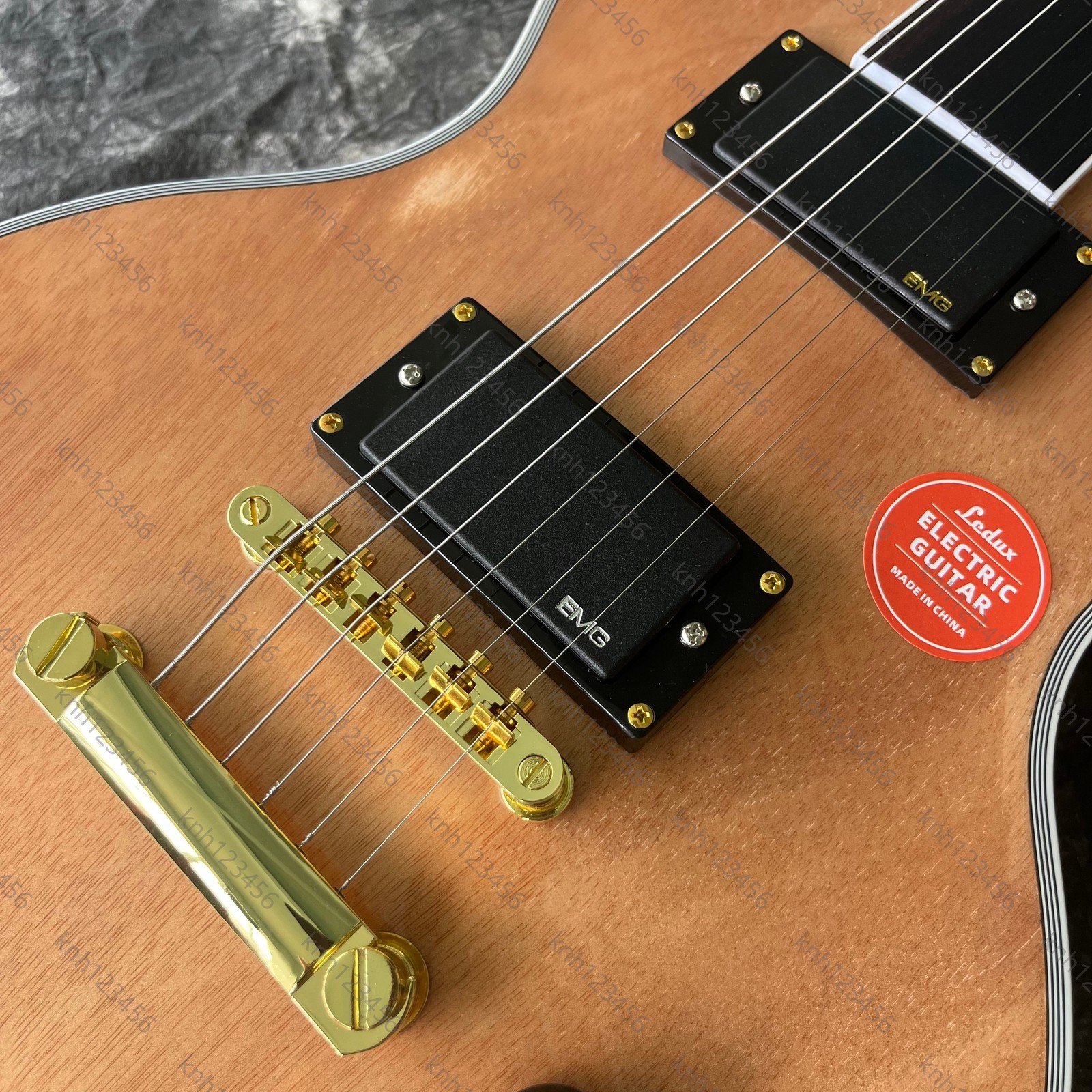 Natural Wood Single Cut Electric Guitar Round Fretless HH Pickups Free Shipping