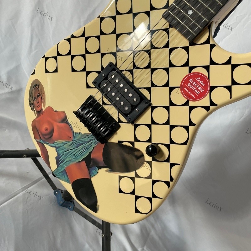 solid Beauty Electric Guitar Yellow Rounded fret Edge stainless Fret guitar