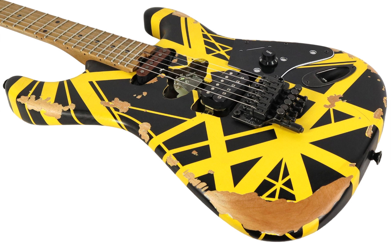 EVH Ltd Ed Striped Frankenstein Black Yellow Frankie Aged Electric Guitar