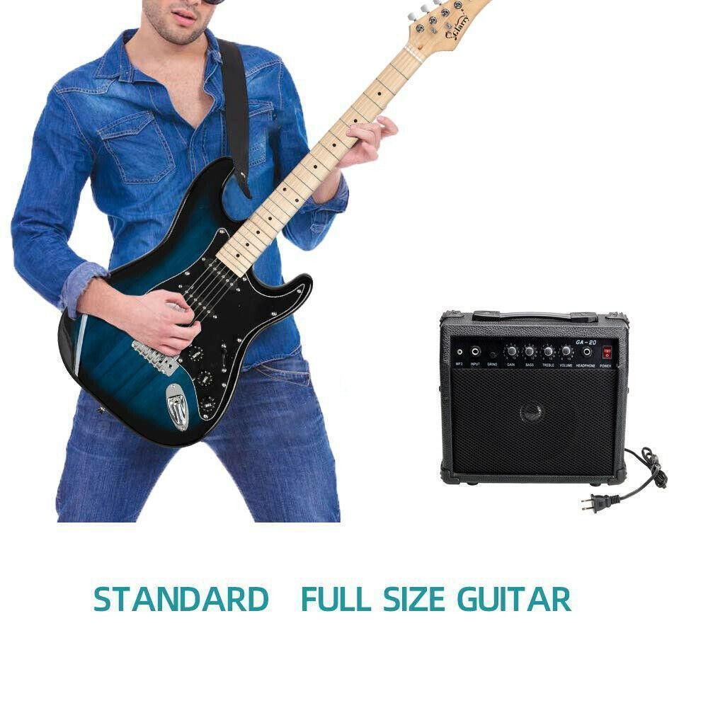 Glarry GST Stylish Basswood Electric Guitar Kit With 20W Amplifier,Bag, String