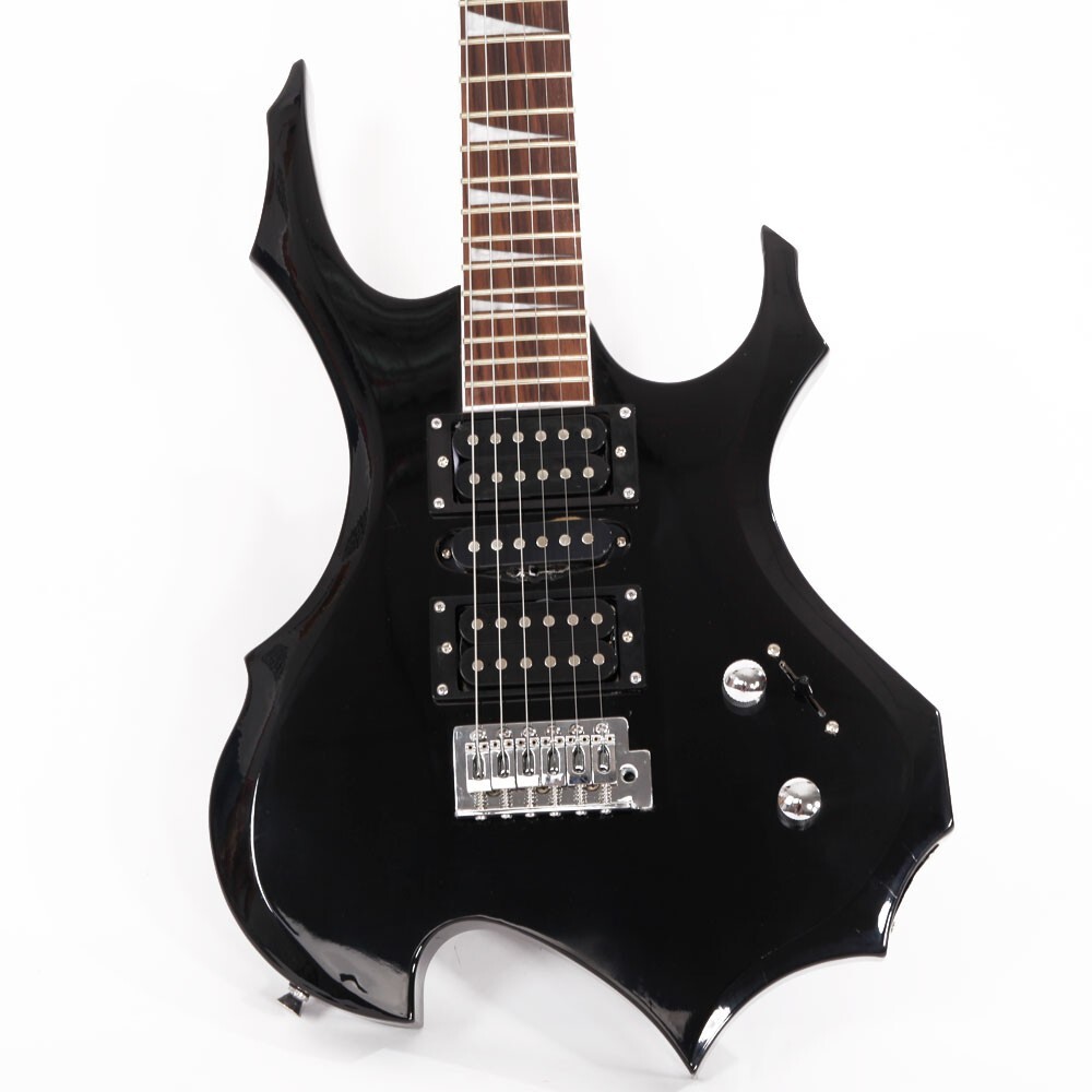 US Flame Black Maple Electric Guitar HSH Pickup W/Bag Strap Tremolo Arm Cable