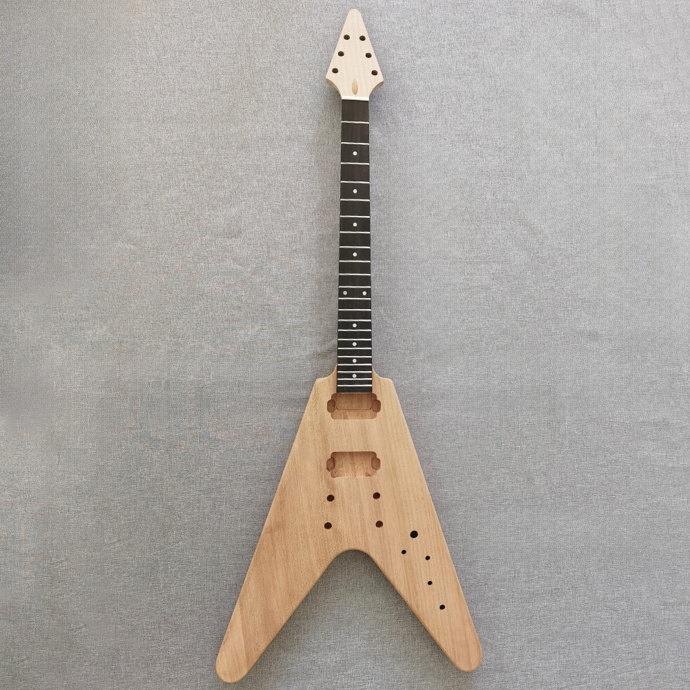 6 String V shaped DIY Electric Guitar Kit Canadian Maple Neck CR part Set neck