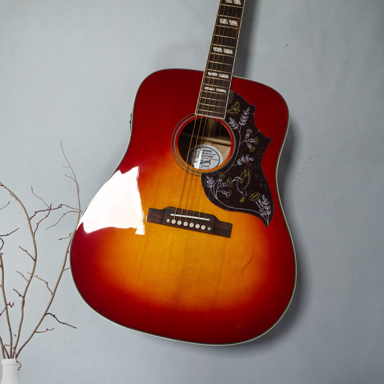 Hummingbird Cherry Red Gradient Acoustic Guitar Spruce Top 6 String