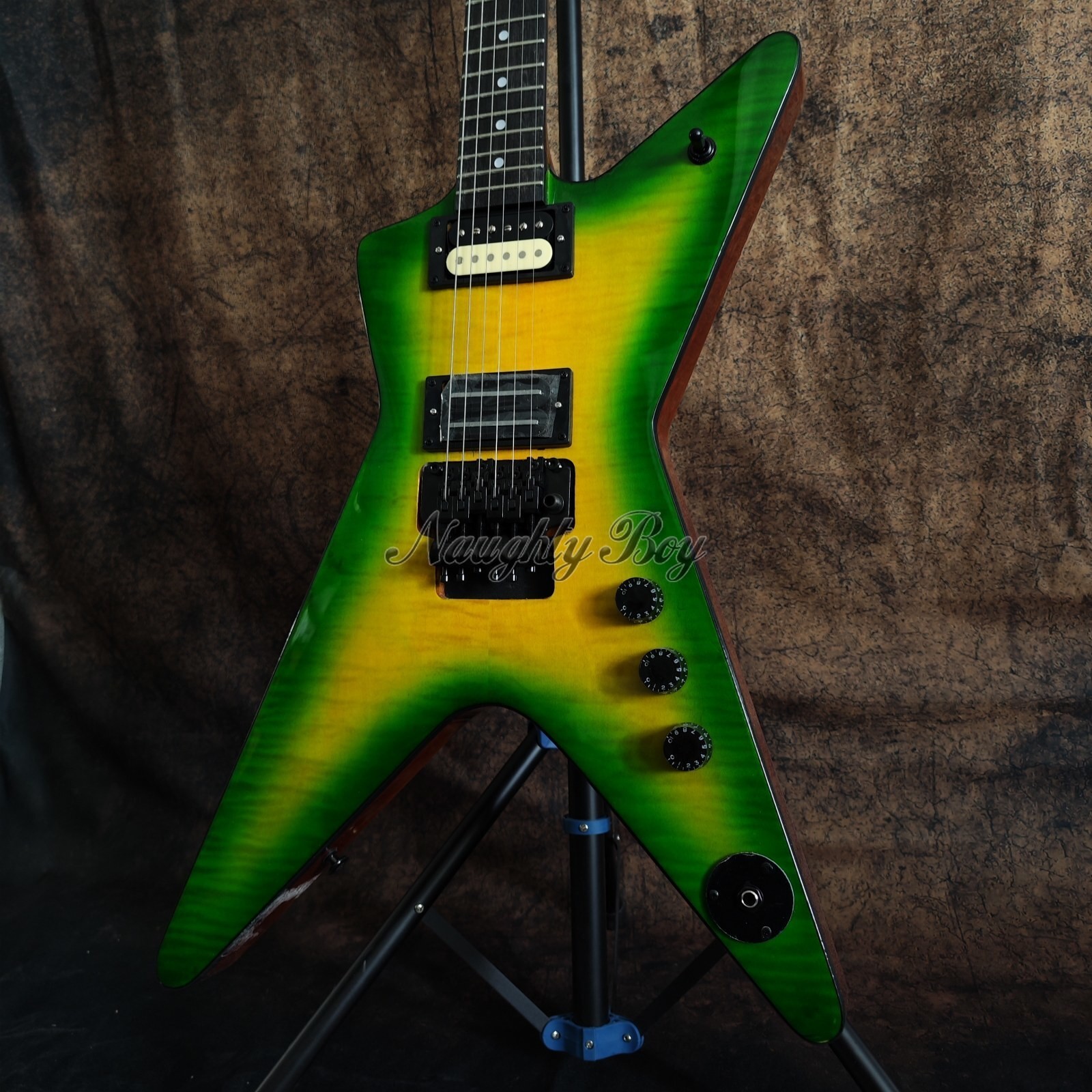 Green Burst falmed venner top Electric Guitar Maple Top 2 Humbuckers Solid Body