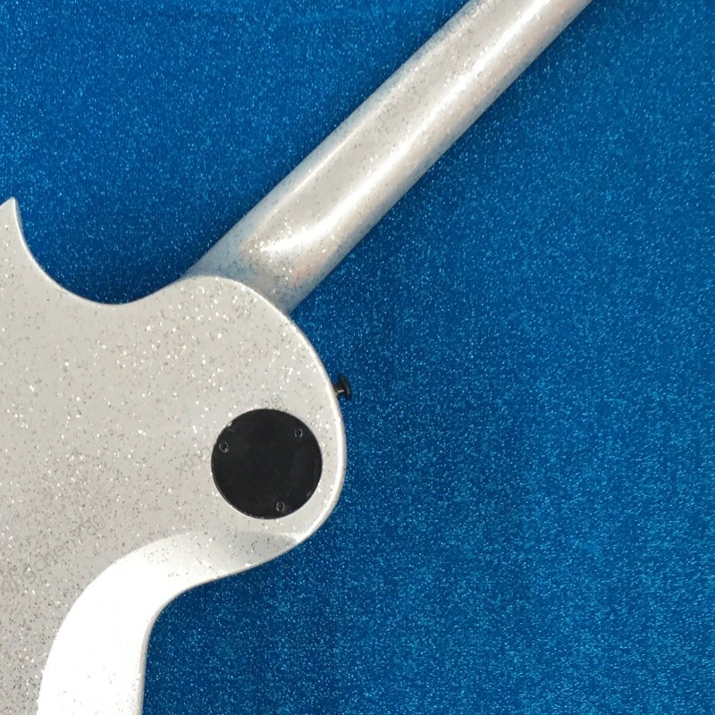 Silver Large Particle Glitter Solid Electric Guitar Stainless Fret Active Pickup