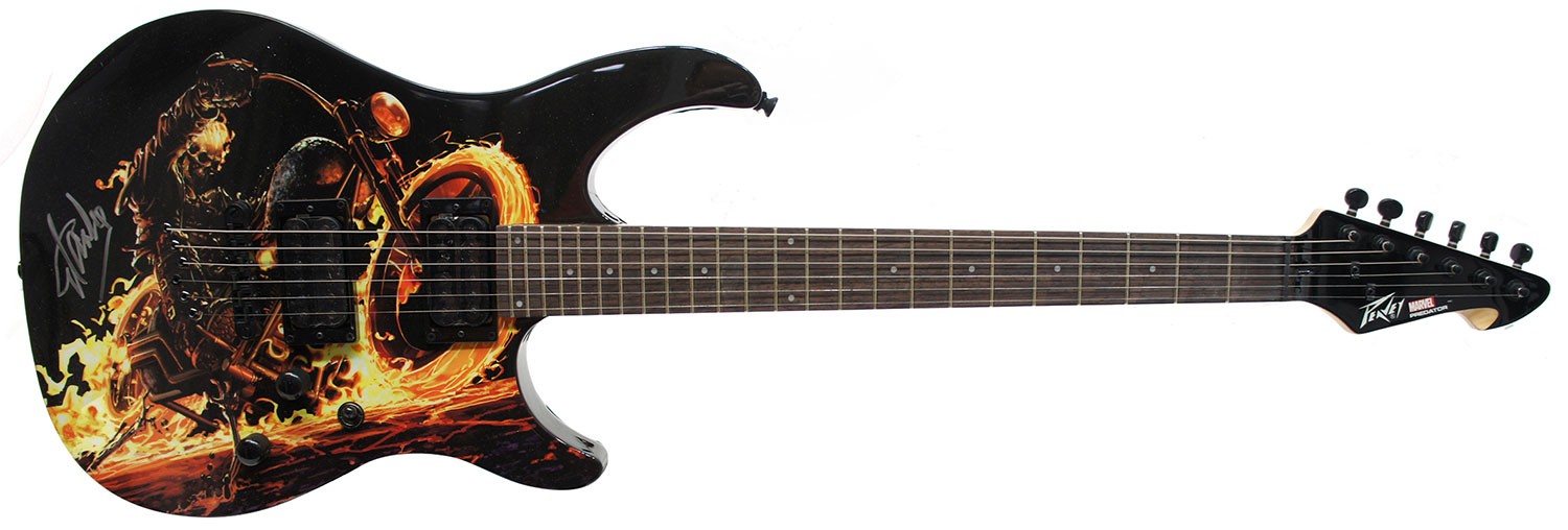 Stan Lee Signed Peavey Marvel Ghost Rider Predator Electric Guitar & Certificate