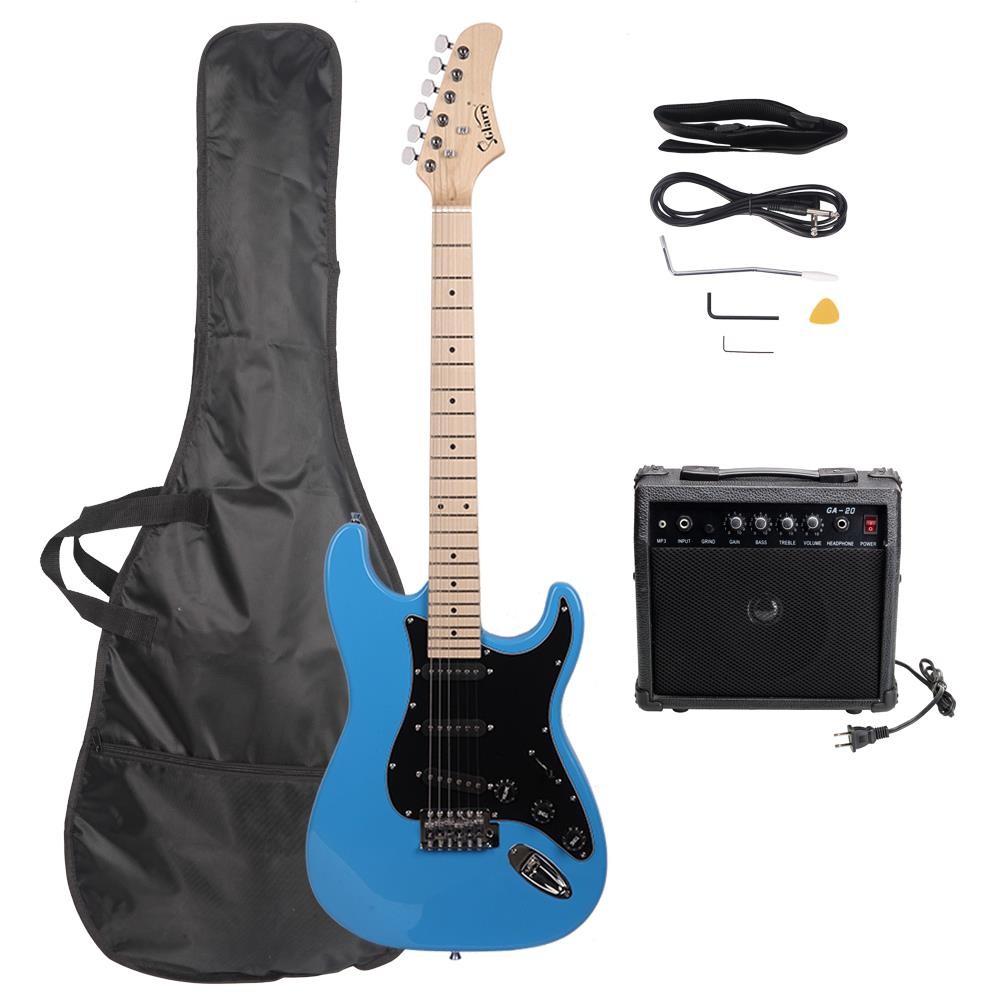 Glarry GST Electric Guitar+Amp+ Bag/Case+ Strap+ Connecting Wire