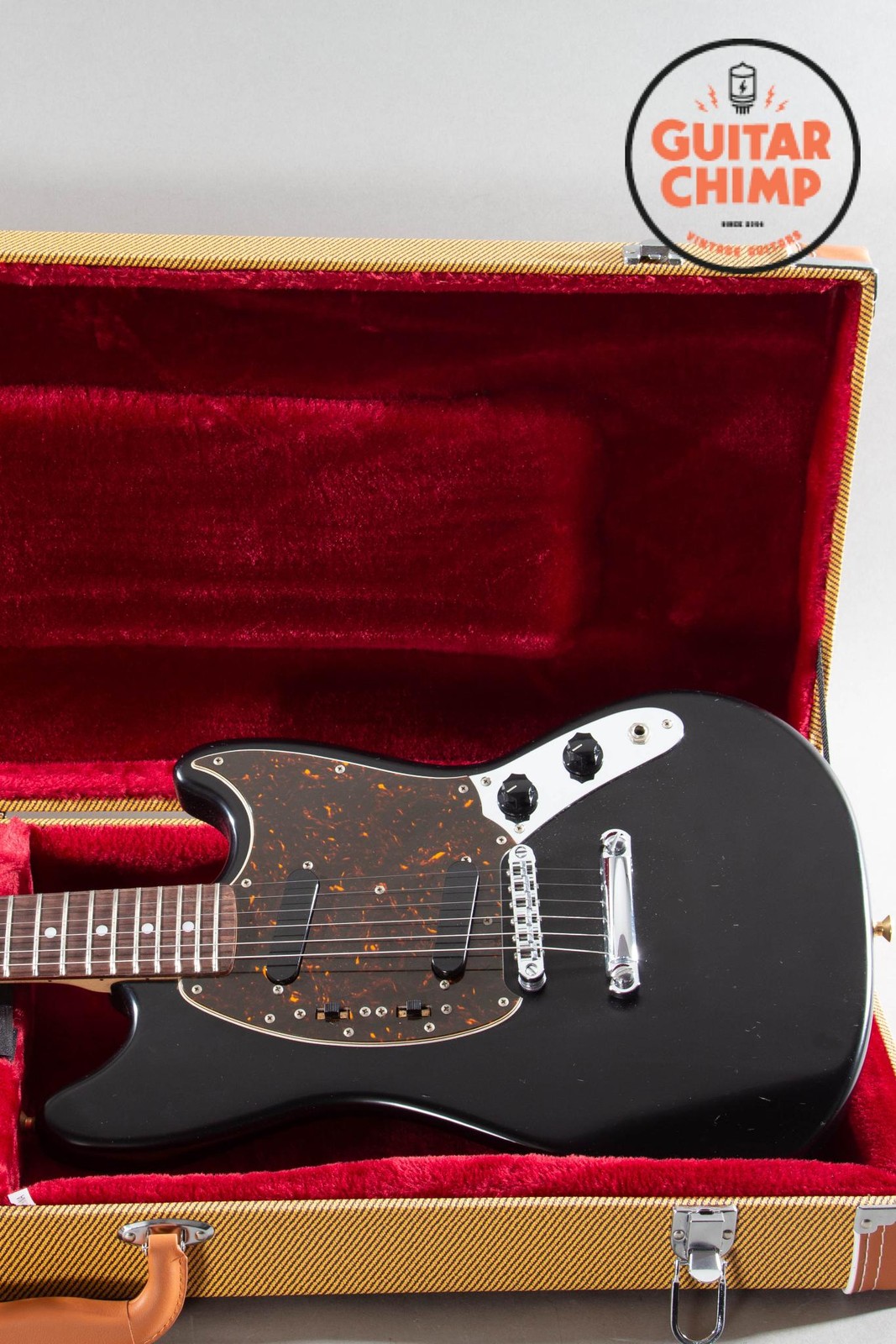 2010 Fender Japan MG69 Mustang Stop Tail – Matte Black w/ Matching Headstock | R