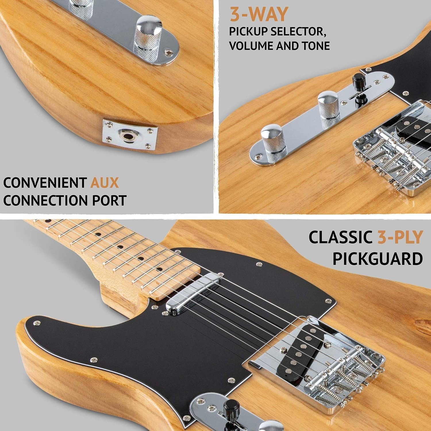 Lefty TL Series Electric Guitar, C-Shape Neck, 3-Way Switch^