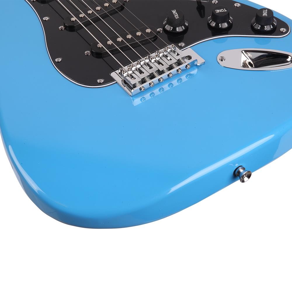 New Sky Blue Electric Guitar+Amp+ Bag/Case+ Strap+ Connecting Wire+Spanner Tool