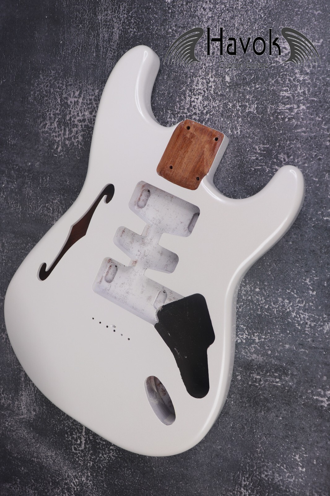 Hard Tail F-hole Metallic White Mahogany body, Custom S-Style Body, Vintage ST G