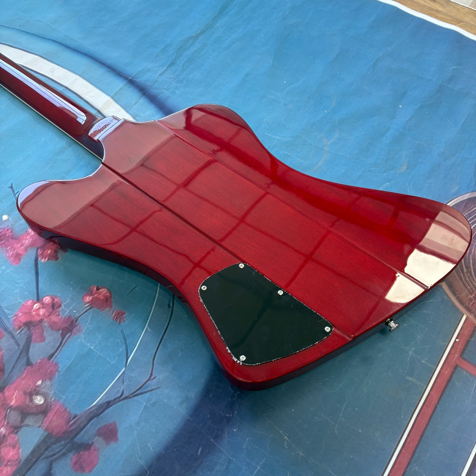 Custom Red Firebird Style Electric Guitar Rosewood Fingerboard Chrome Part