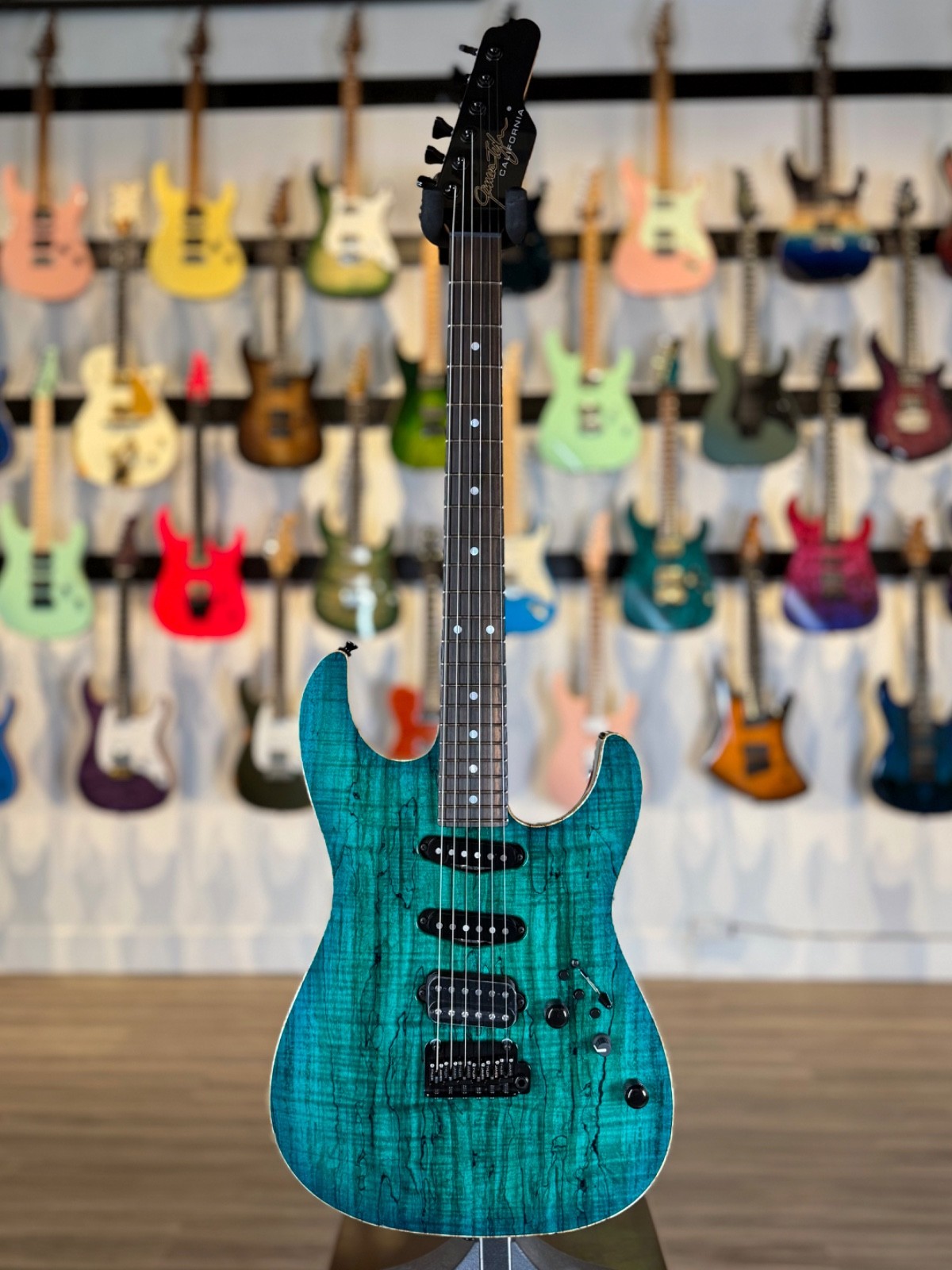 James Tyler Guitars Studio Elite HDX – Spalted Maple Transparent Teal Burst
