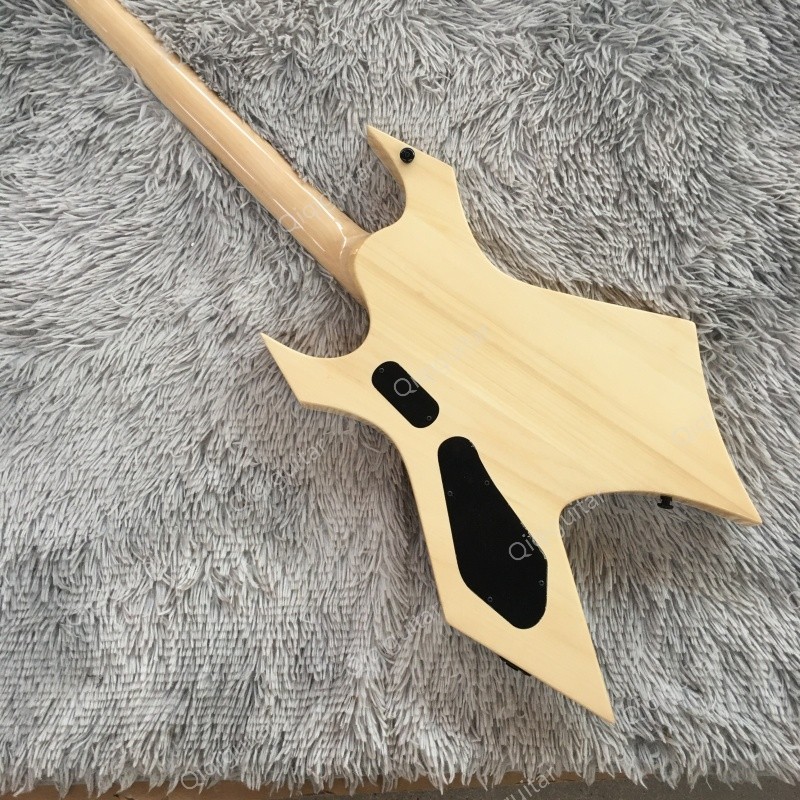 Solid Body Electric Guitar Natural Wood Finish HH Pickups Stainless Rounded Fret