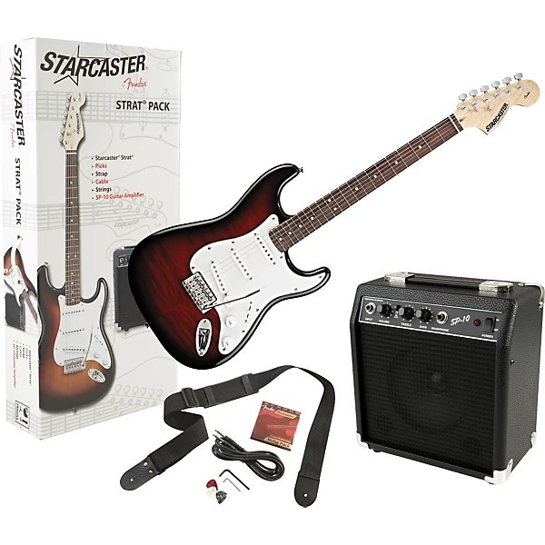 Brand New Starcaster by Fender Stratocaster Electric Guitar Value Pack Sunburst