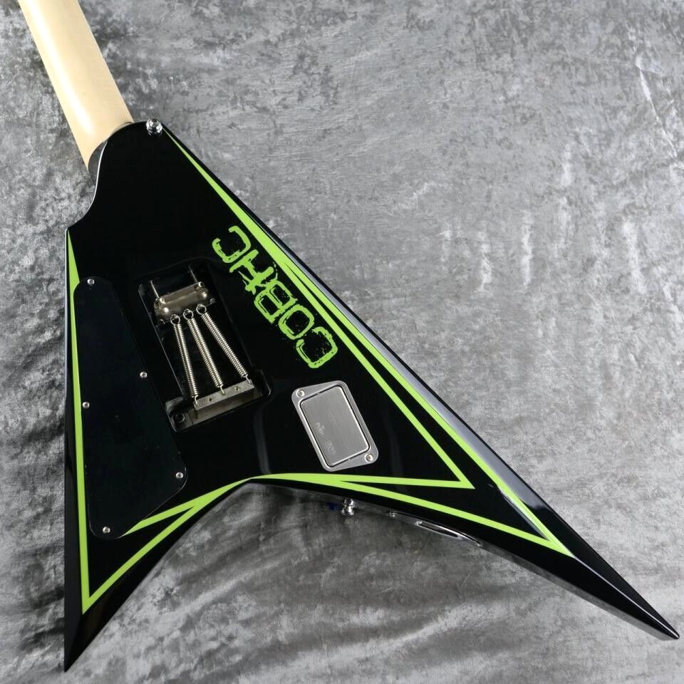 EDWARDS E-ALEXI GREENY Black Lime Green Pinstripe & Skull Electric Guitar JP