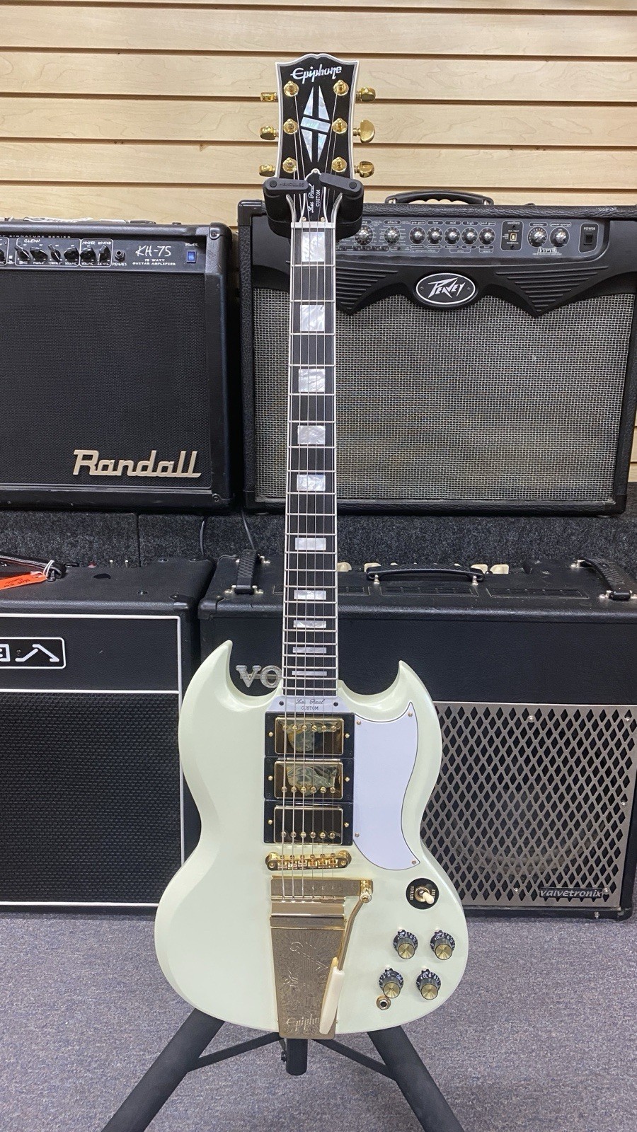 Epiphone 1963 SG Custom Electric Guitar – Classic White VOS -cracked neck