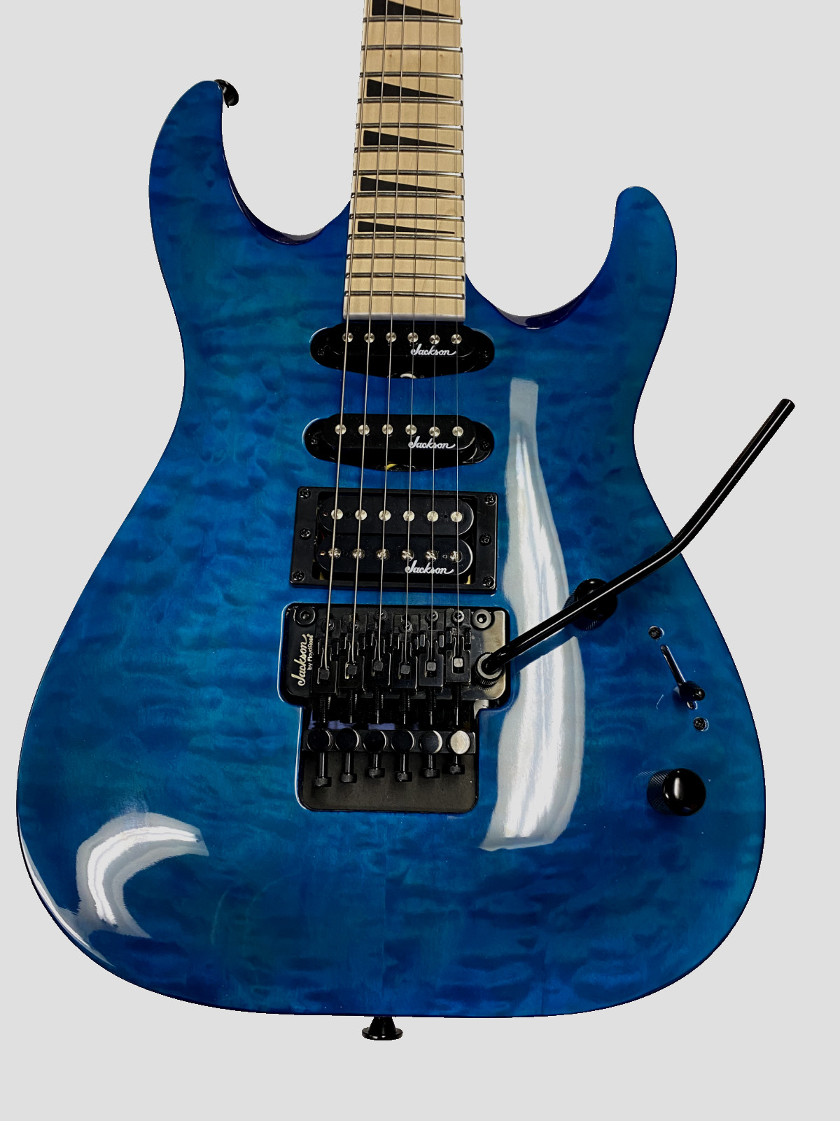 Jackson JS34Q Dinky, DKA-M, QM, H/S/S pickup. Floyd Rose, Transparent Blue, WOW