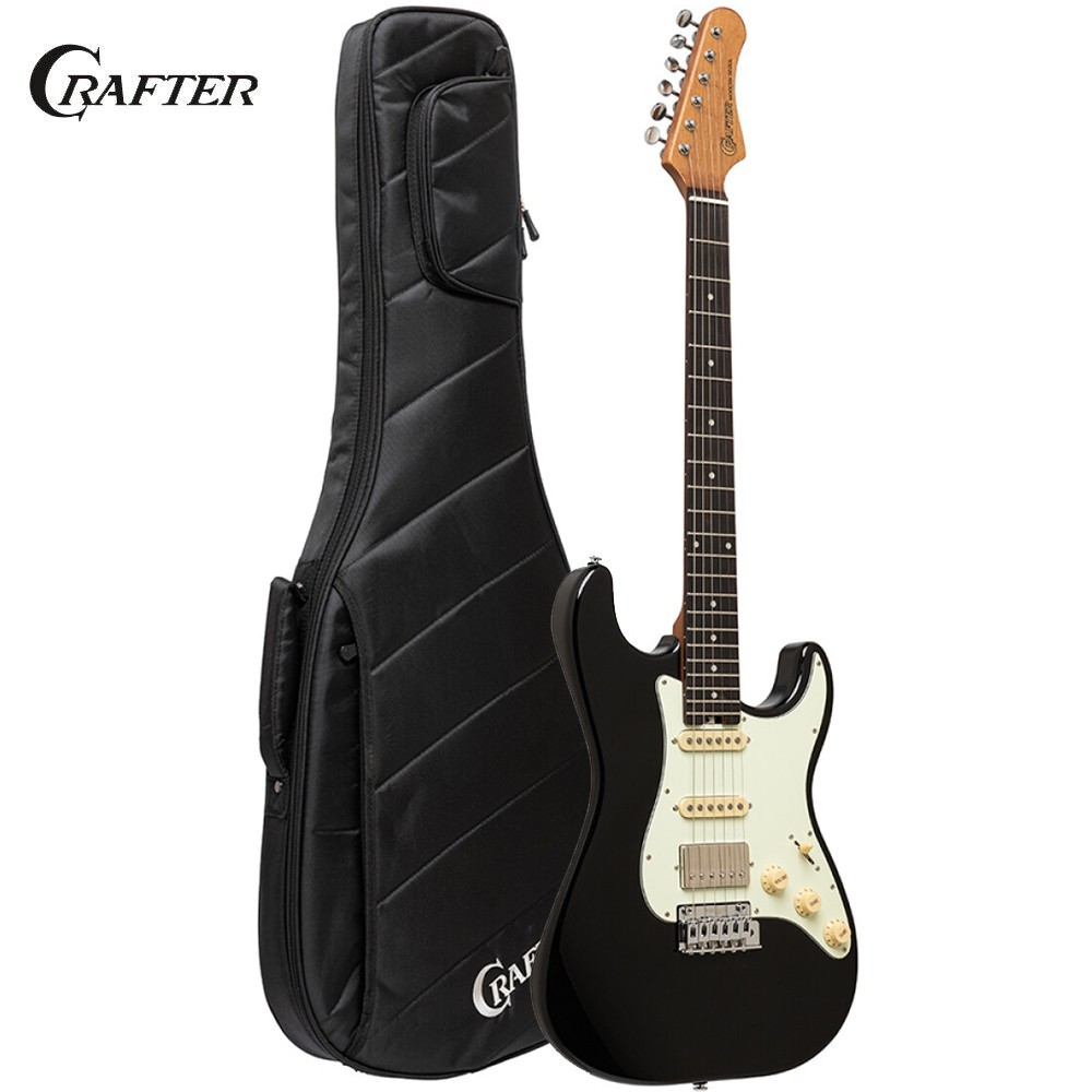 Crafter Modern Seoul S-Style Solid Alder Electric Guitar Cosmic Black With Bag