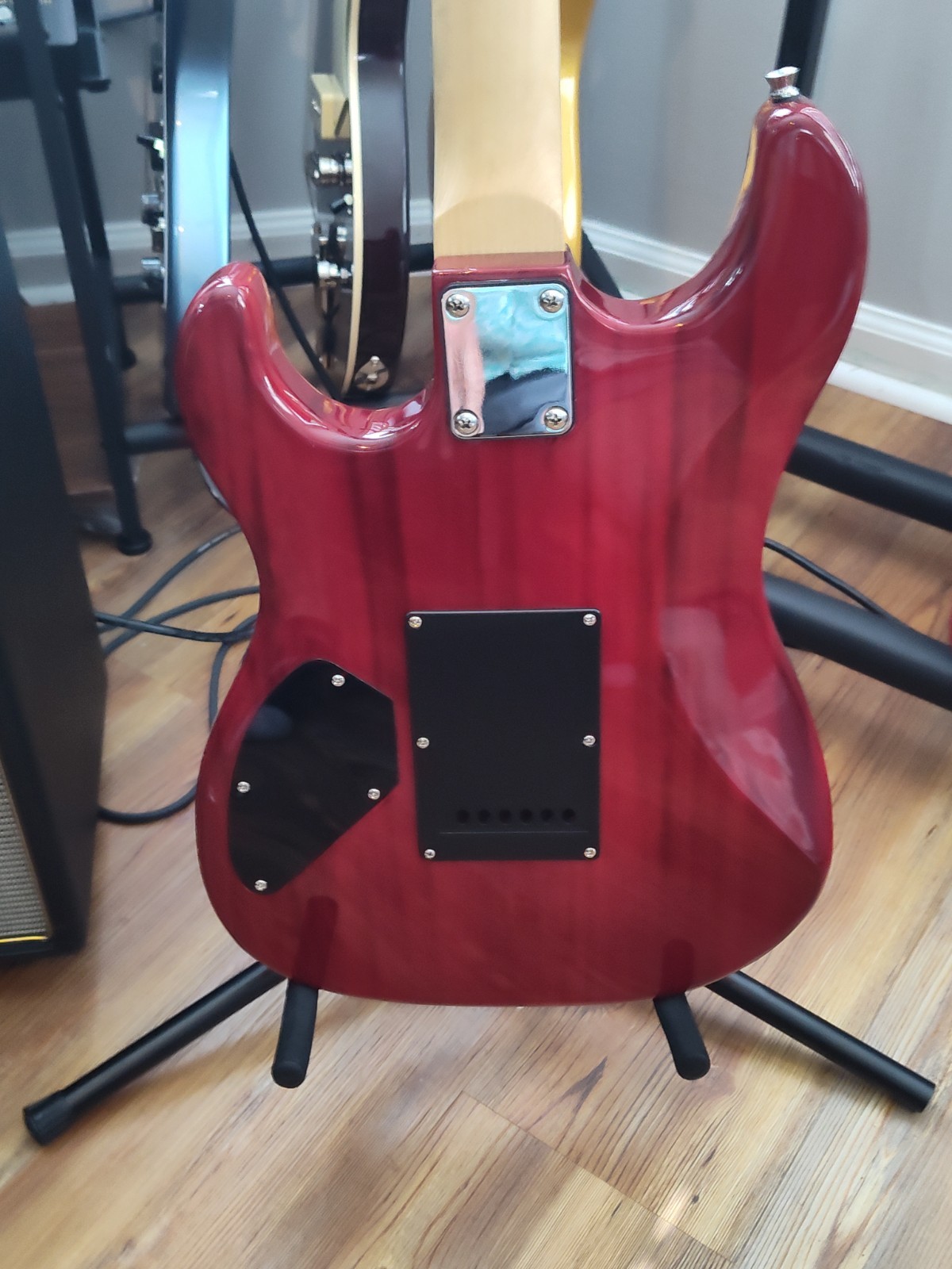 Pyle Pro Electric Guitar Cherry Sunburst Flame Top HH Humbucker w gig bag