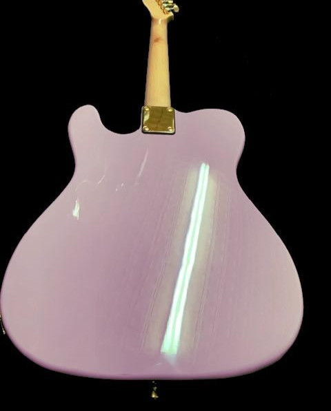 VERY NICE MAPLE FLAMED TELE STYLE ELECTRIC GUITAR WITH HARD SHELL TWEED CASE