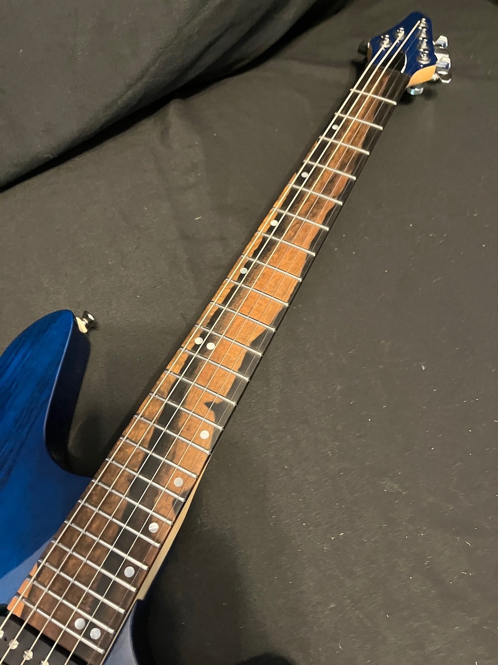 Kiesel Vanquish 6 Guitar See-Through Blue Swamp Ash-Zircote Board W/Case