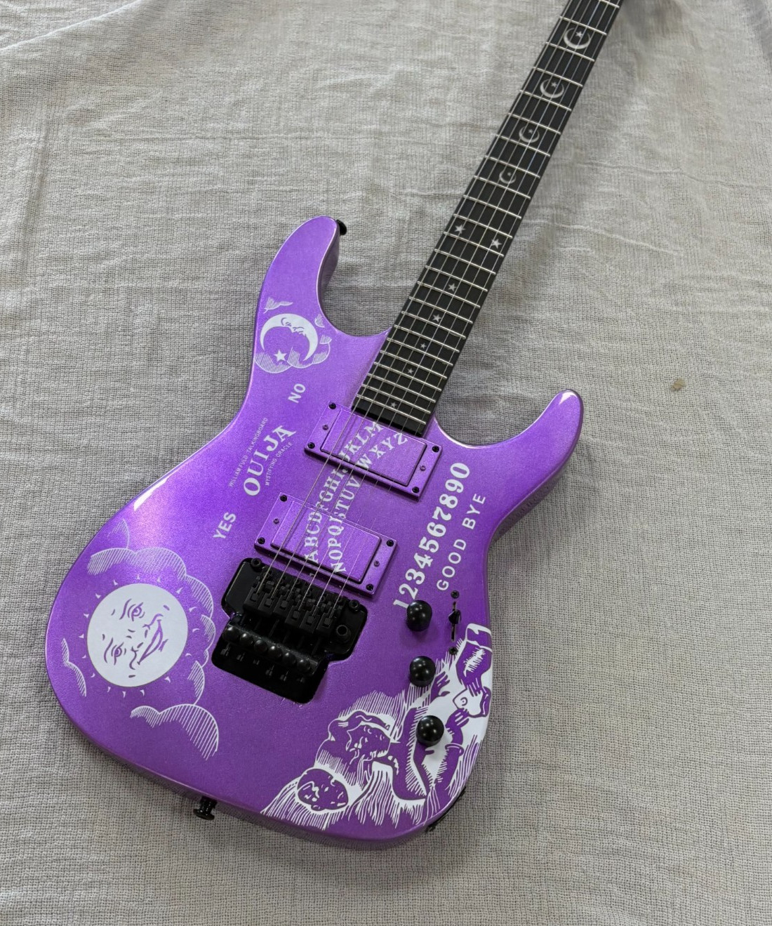 US Warehouse Purple Ouija Kirk Hammett Electric Guitar With Floyd Rose Tremolo