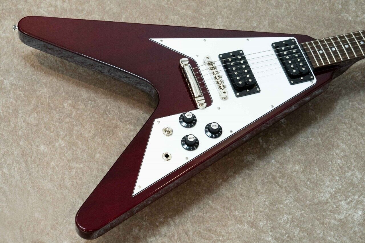 Edwards Flying V-type E-FV-LTD CH Cherry Red Electric Guitar From Japan