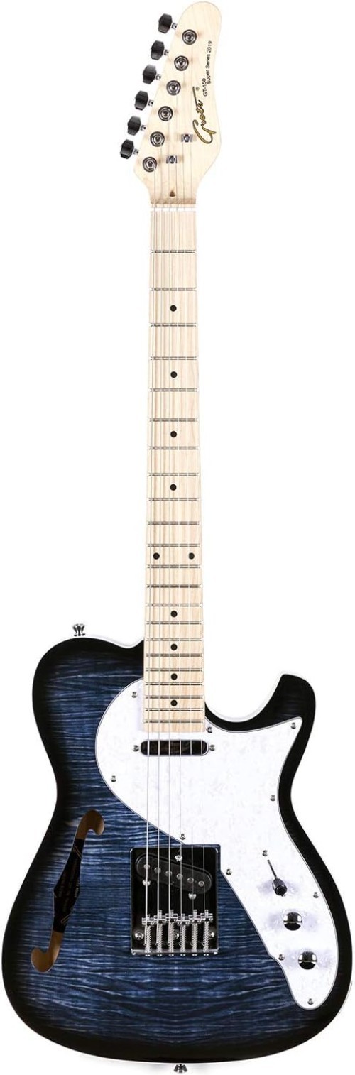 Tele Style Electric Guitar – Semi-Hollow Body with Vintage Sound – Black Finish