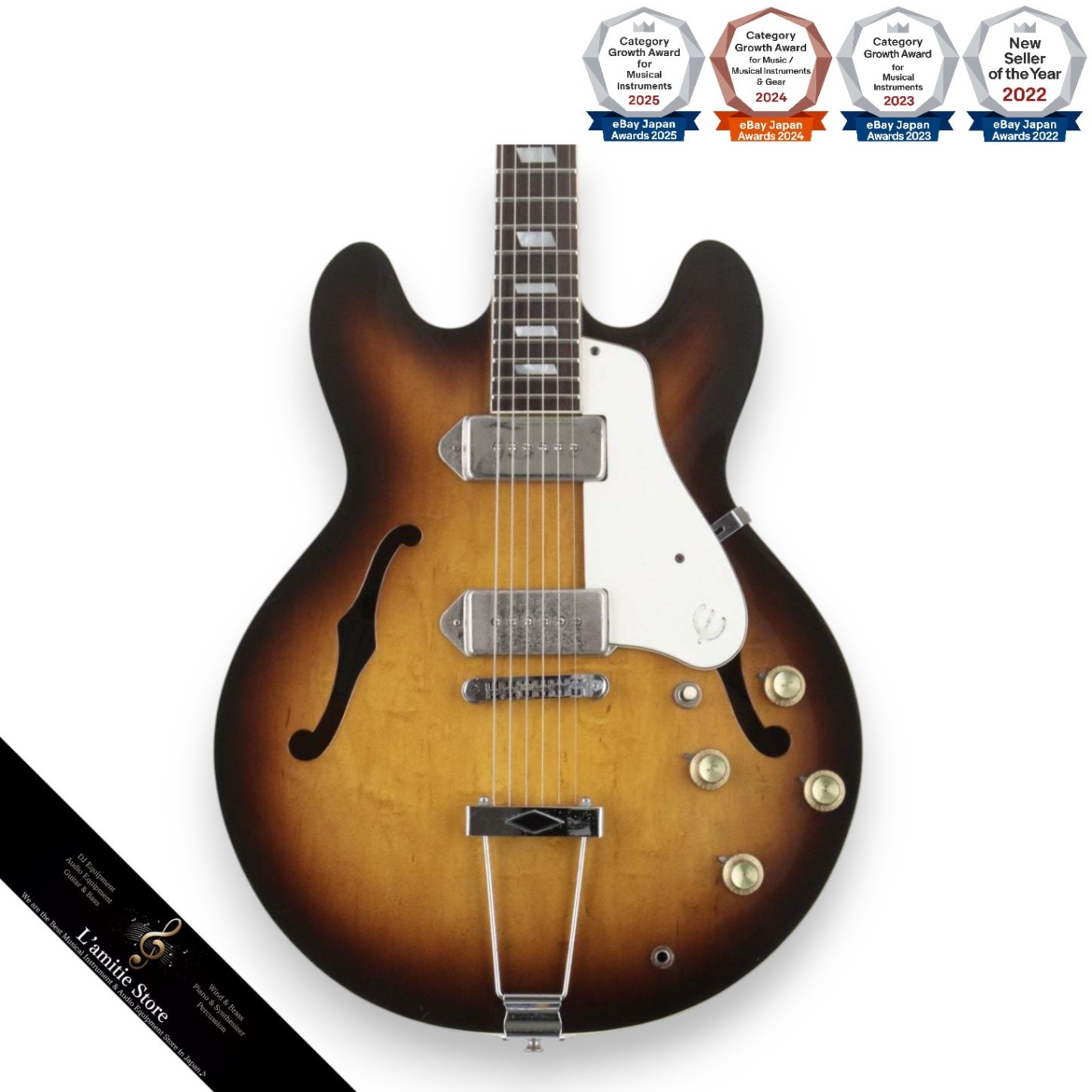 Epiphone Casino Blue Label Sunburst Japan Made Full Hollow Electric Guitar