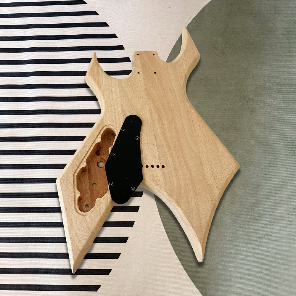 DIYbc rich Warlock Style Electric Guitar Kit Bull Head BK part maple neck 24F