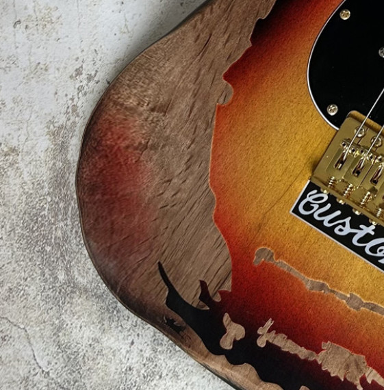 Custom Relic Finish SRV Electric Guitar: Brown ST, Alder Body, 21 Frets, Tremolo