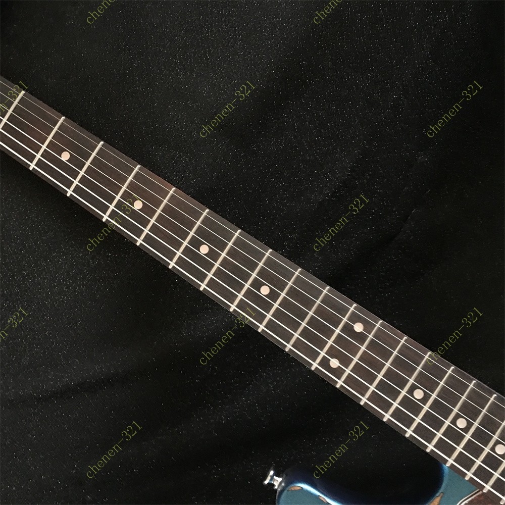 Electric Guitar Stainless Fret Red Turtle Shell Pickguard Blue 3-tone Sunburst