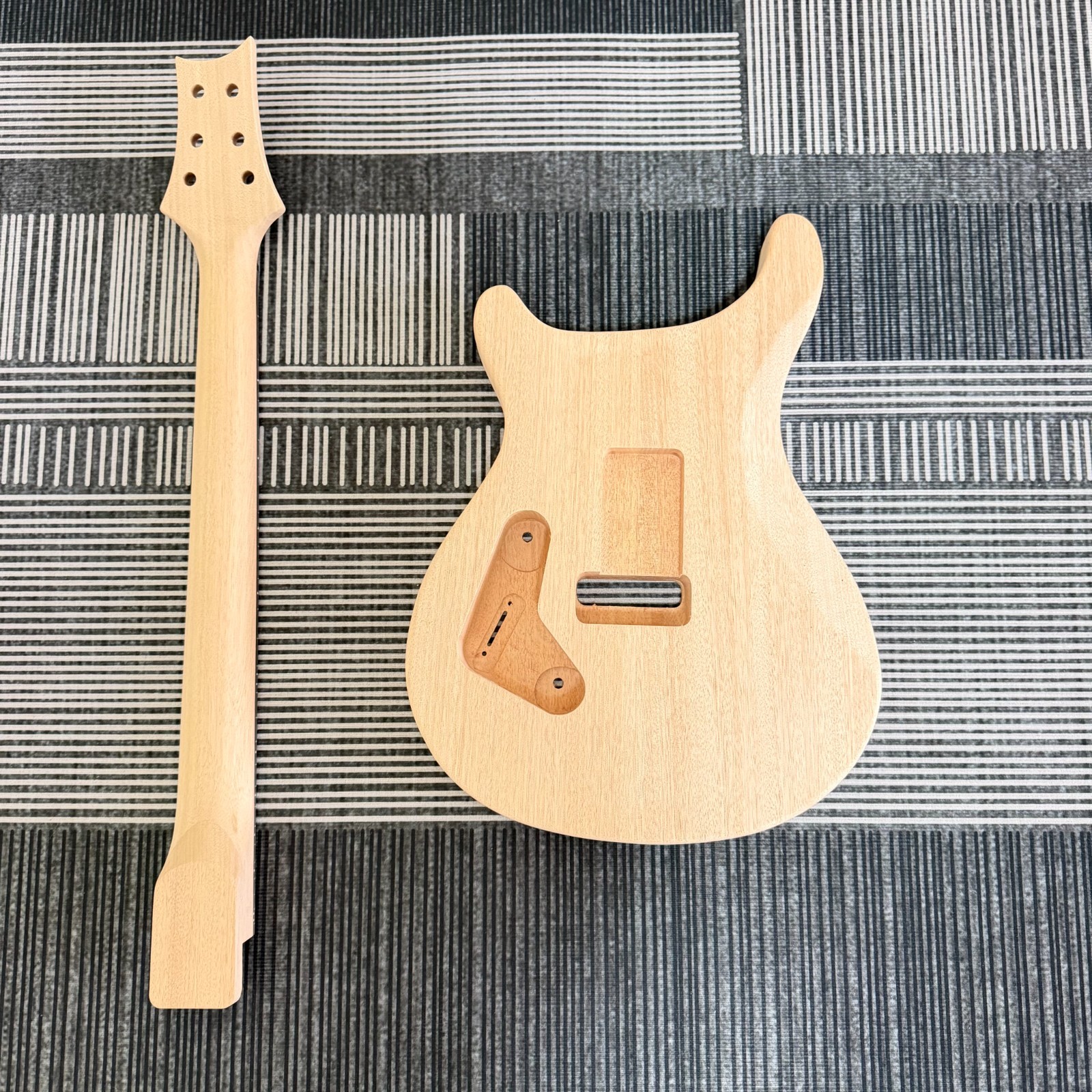 Unfinished PRS DIY Guitar Kit with Bird Inlay, Tremolo Bridge & Humbucker Pickup