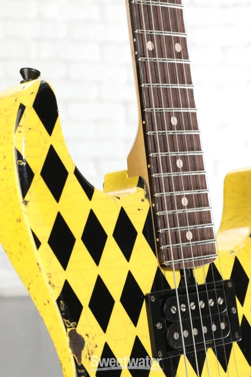 Friedman Cali Electric Guitar – Graffiti Yellow/Black Diamonds, Medium Aged