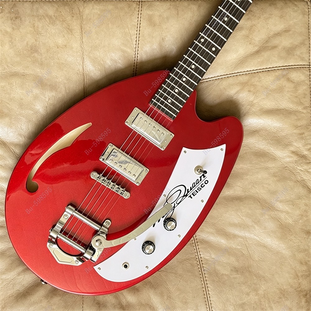 Semi-Hollow Electric Guitar May Queen Stainless Fret Bigsby Bridge Fast Shipping