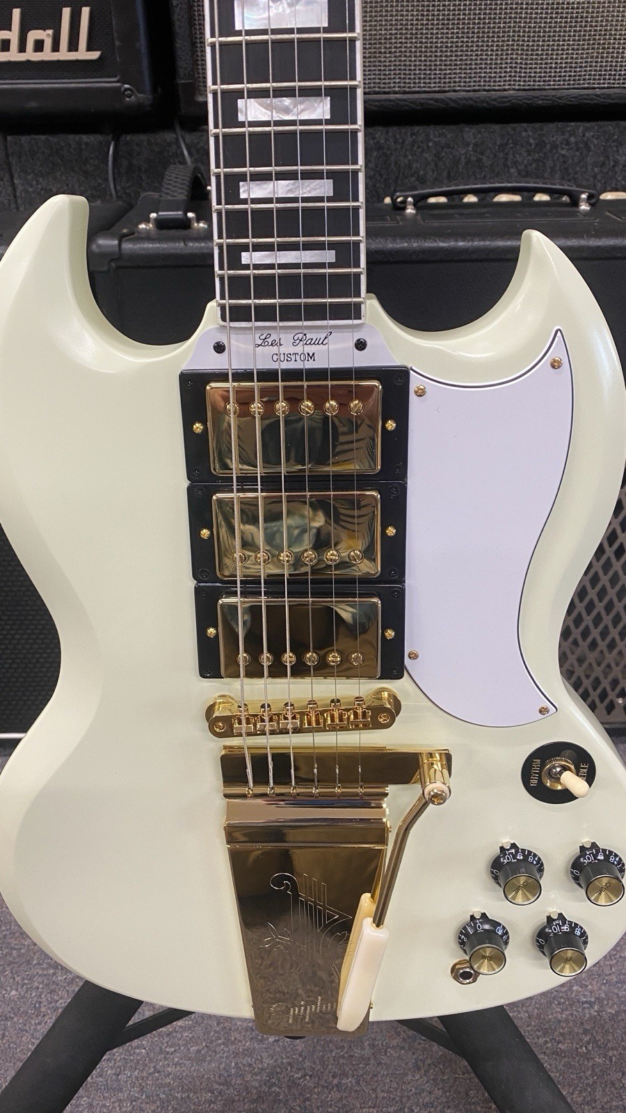 Epiphone 1963 SG Custom Electric Guitar – Classic White VOS -cracked neck