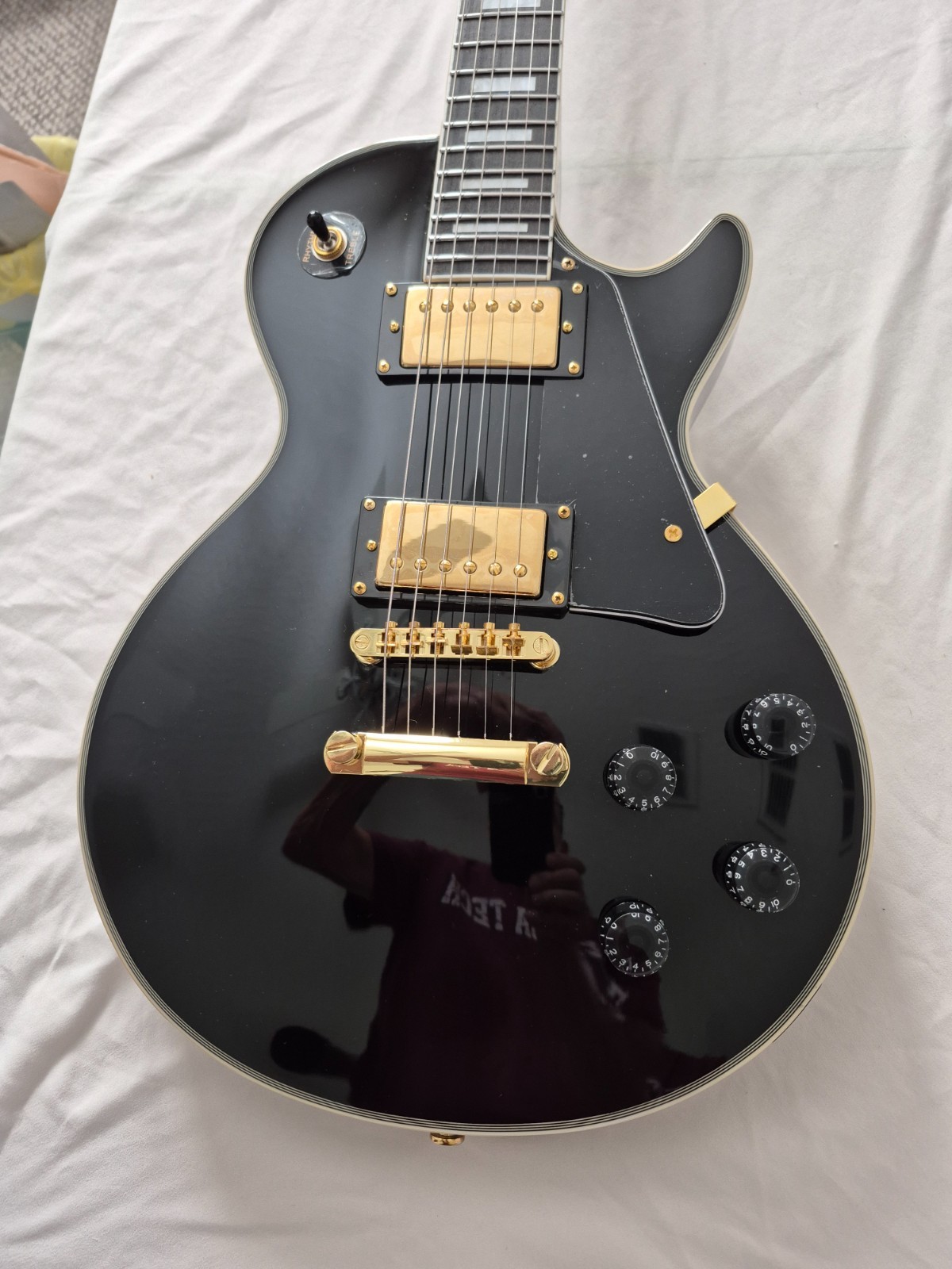 Vicers L/P Black Beauty Guitar Upgraded ProBuckers Coil Split Pots Orange Drops