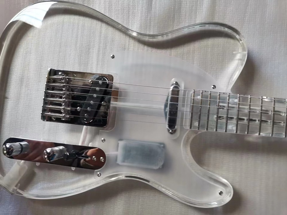 6 Six String Acrylic Electric Guitar Blue Light Acrylic Fingerboard Body