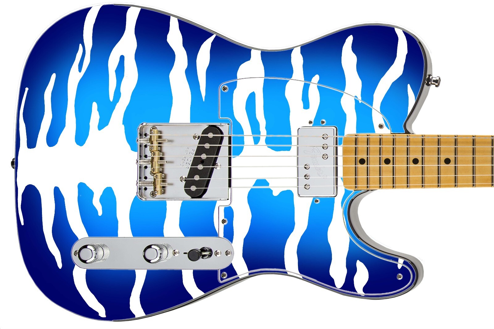 Guitar Skin Axe Wrap Re-skin Bass Reface Blue White Bengal Tiger Stripes 1222