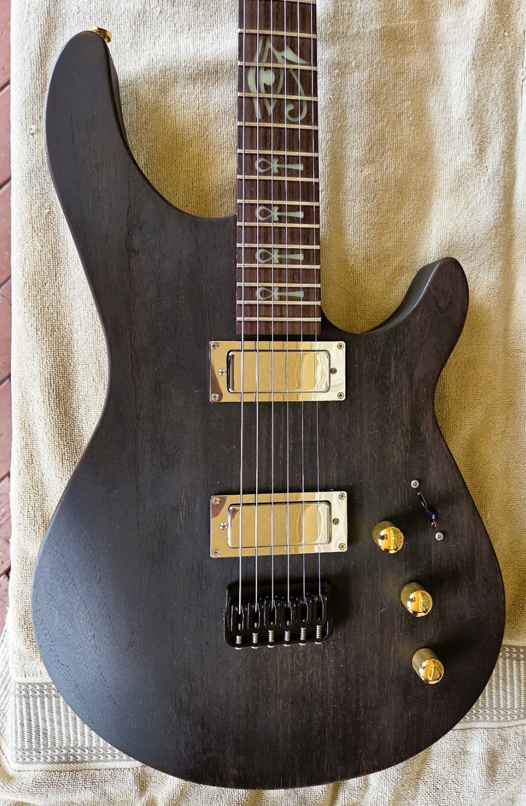 Warmoth Strat Soloist Style Guitar exotic wood Gibson PU’s & Harness Fender GB