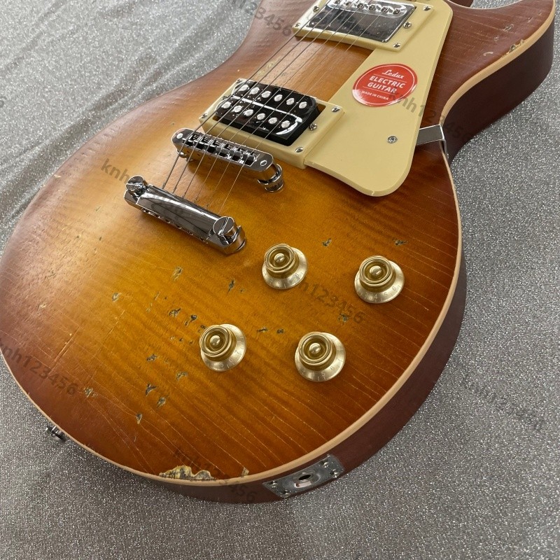 Aged Solid Body Electric Guitar Bone Nut Stainless Rounded Fret Edge Nitro Paint