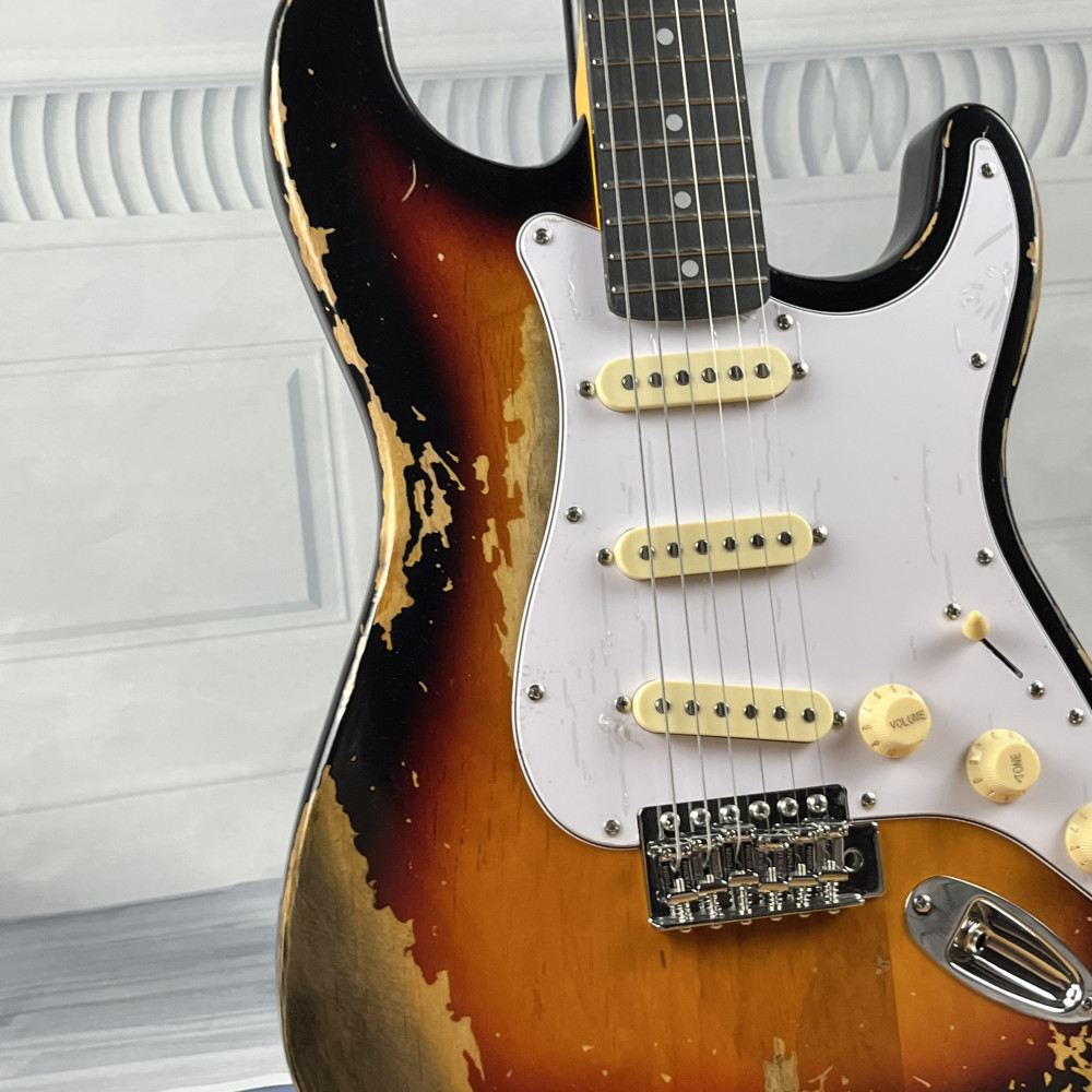 In stock Heavy Relics Sunburst Aged Electric Guitar Rosewood Fingerboard 21 fret