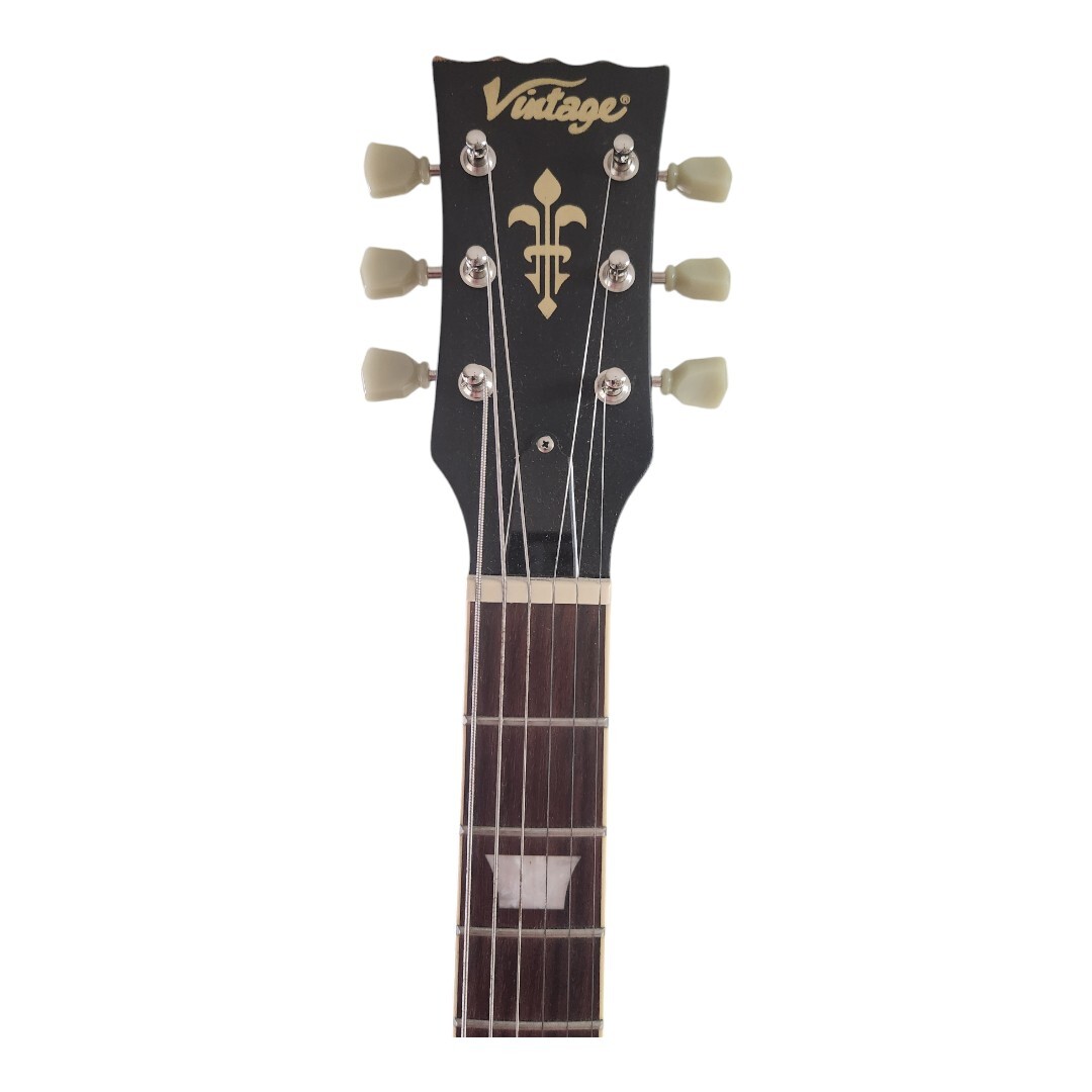 Vintage Icon Series V100MRBK Electric Guitar Distressed Black over Sunburst
