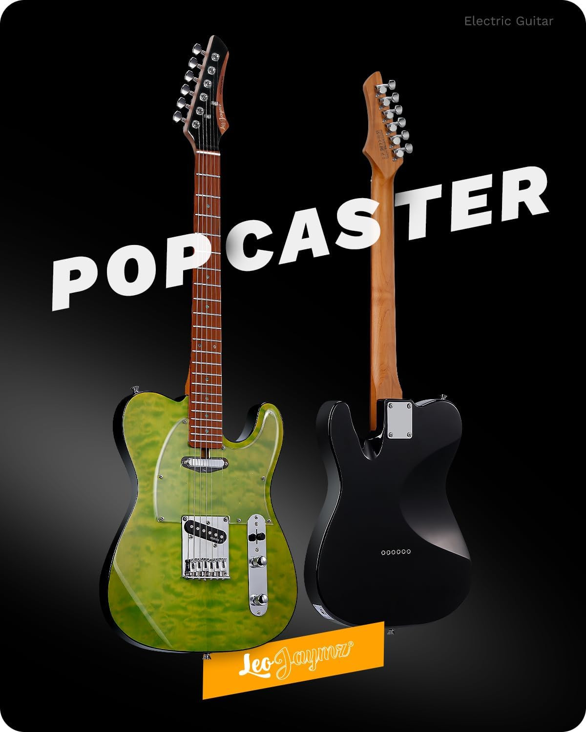 Leo Jaymz TL Electric Guitar Green Ocean Maple Top Mahogany Alnico V Pickups