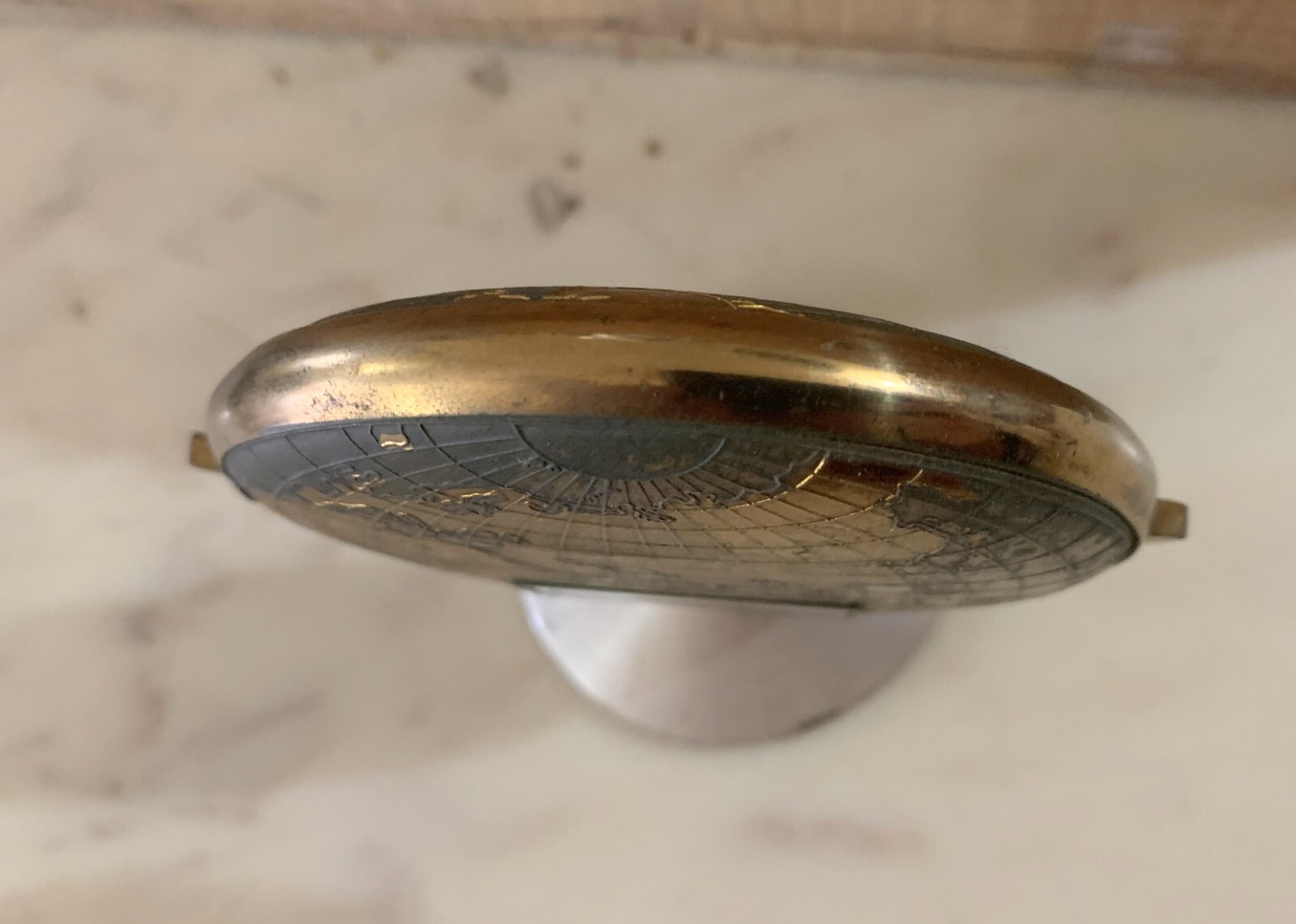 VINTAGE metal brass PERPETUAL CALENDAR GLOBE WORLD ART DECO 1930s WORKING