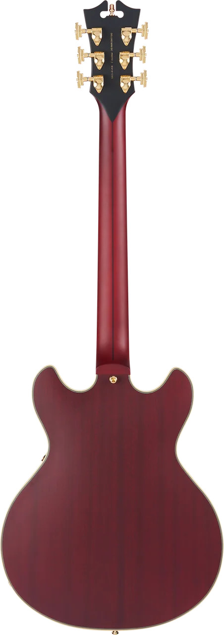 D’Angelico Deluxe Mini DC Semi-hollowbody Electric Guitar – Satin Trans Wine